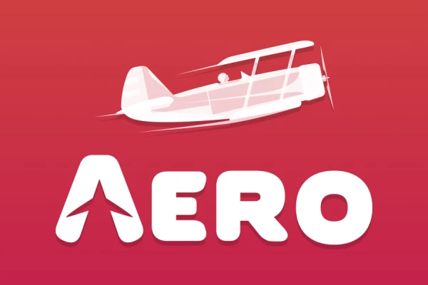 Logotipo do jogo de slot Aero, apresentando um hidroavião branco em um fundo vermelho com o título do jogo em uma fonte moderna e ousada.