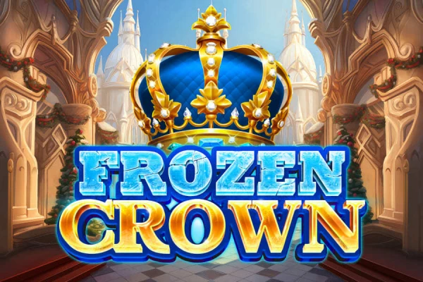 Logotipo do jogo de slot Frozen Crown apresentando uma majestosa coroa azul-gelo contra um cenário de castelo, com o título do jogo em letras geladas.